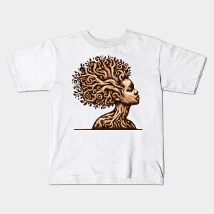 Afrocentric Woman Wooden Tree Kids T-Shirt